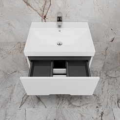 Style Line Тумба под раковину Матис 60 подвесная белая матовая – фотография-5